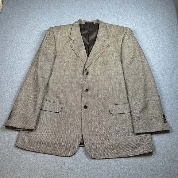 Antonio Panillo 46R Silk Wool Brown Blazer Textured 3Btn Sport Coat