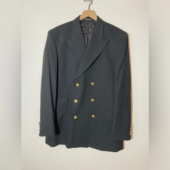 Trabaldo Togna Sergio Valentino Gold Lion Buttons Men's Suit Jacket Blazer 42 L