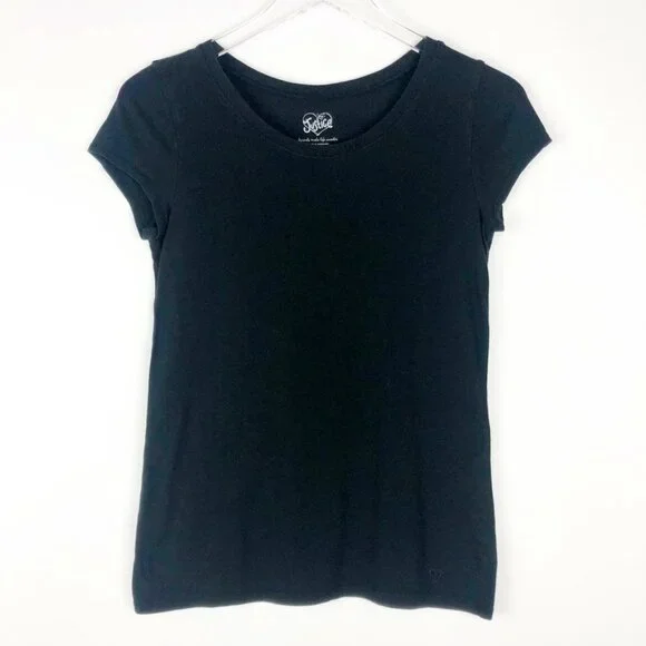 Justice T-Shirt Kids Size 14 Black Short Sleeve Crew Neck Cotton Basic Tee