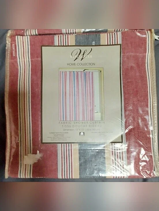 Winchester Collection Shower Curtain Cotton Denim Look Stripe 72x72