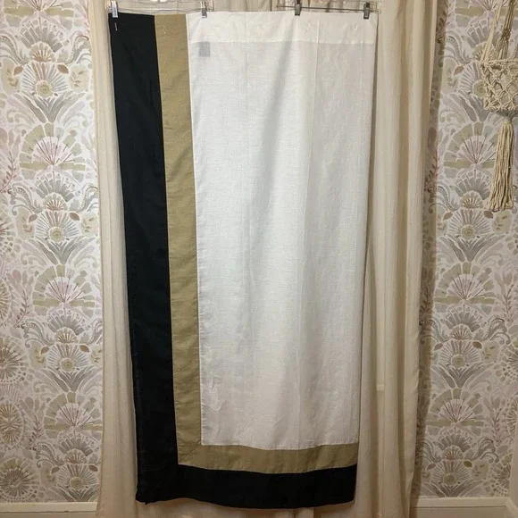 NEW Lauren Ralph Lauren Shower Curtain Linen Cotton Blend 72X72 White Colorblock