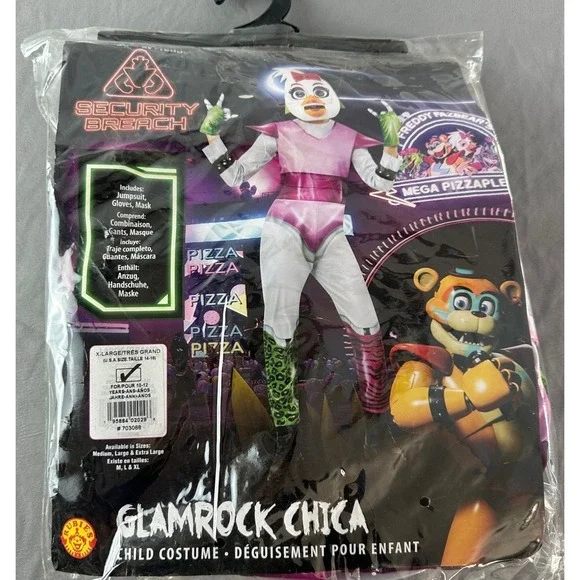 NEW FIVE NIGHTS AT FREDDY'S GLAMROCK CHICA COSTUME SZ XL(14-16) Kids COSPLAY NWT