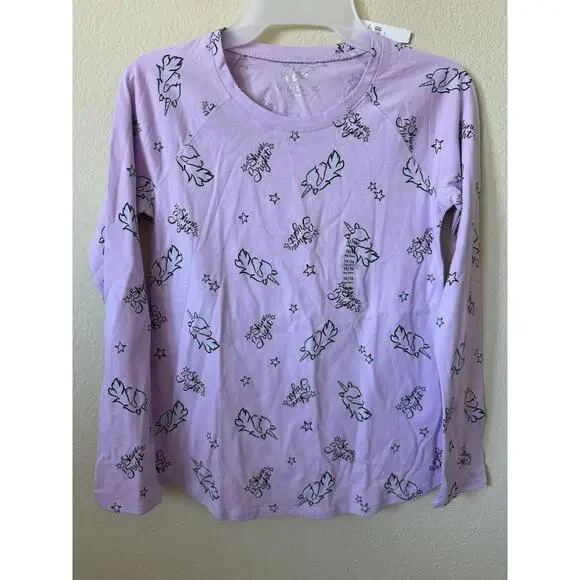 Justice Purple Unicorn Shine Bright Girls’ Long Sleeve Tee Top Size 14/16