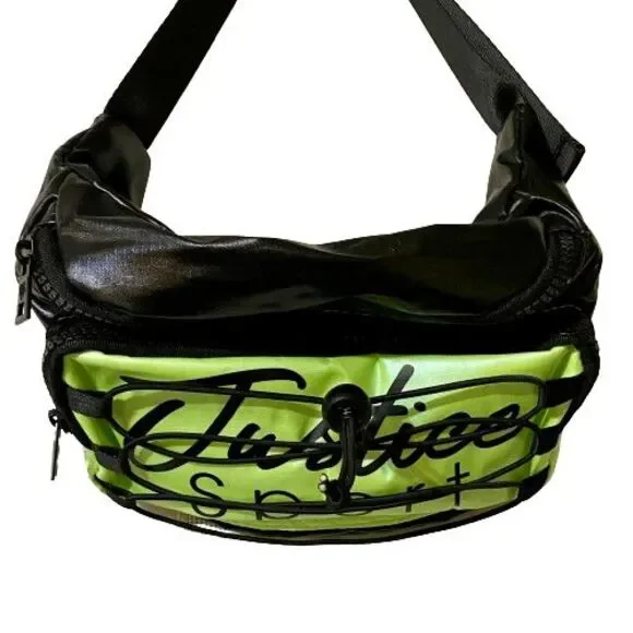 Girls Belt Bag Fanny Pack Justice Sport Activewear Lime Green & Black Nylon