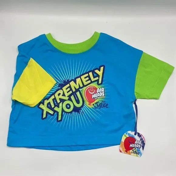 Justice Girl's x Airheads Colorblock Blast Cropped T-Shirt Size XS (5/6)