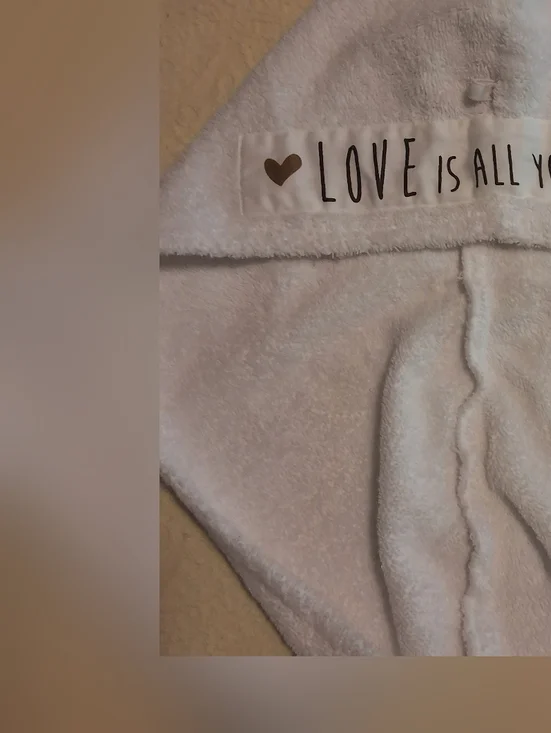 White 'Love Is All You' Hair Wrap Towel