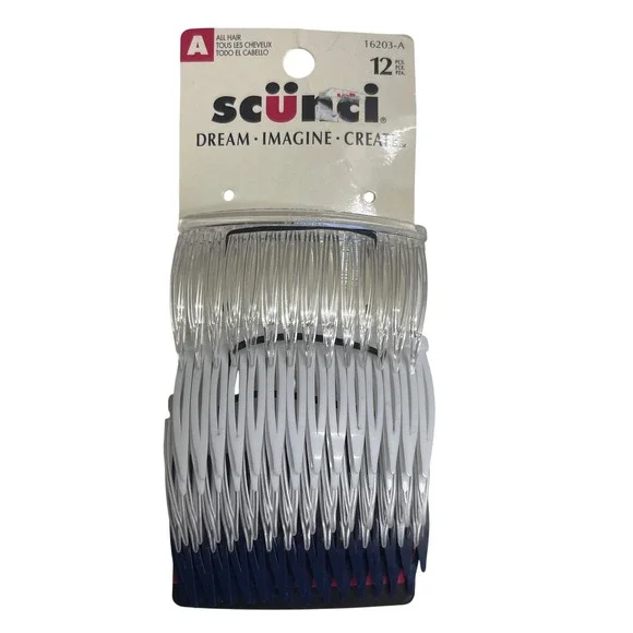Vintage 2003 Scunci Hair Combs Multi 12pc Set 16203-A Side Combs NWT NEW