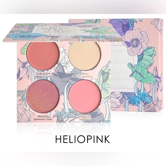 Seraphine Botanicals Geranium + Glow Blush & Highlight‎ Palette NEW -Heliopink