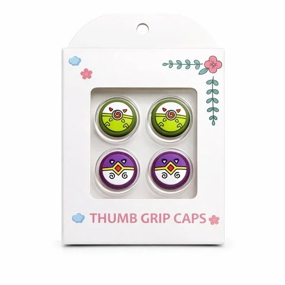Nintendo Switch Thumb Grip Caps 4 Pack Green Purple Design