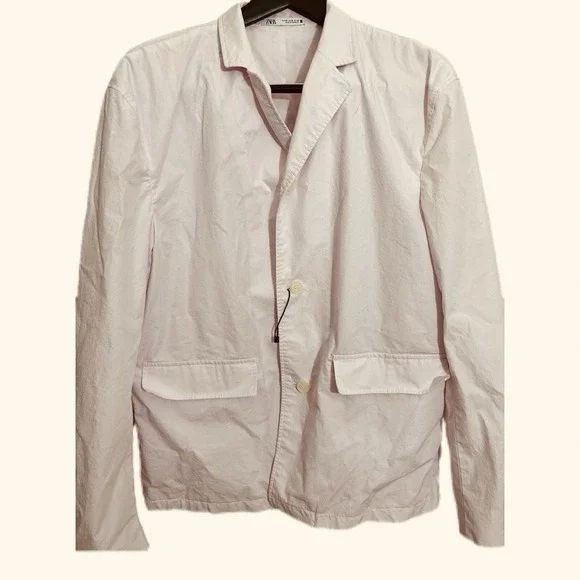 NWOT ZARA Men Jacket Blazer Light Pink Pockets Suit Relaxed Fit USA Size 38