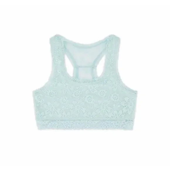 Justice Mint Green Aqua Full Coverage Racerback Floral Lace Bralette Size 30