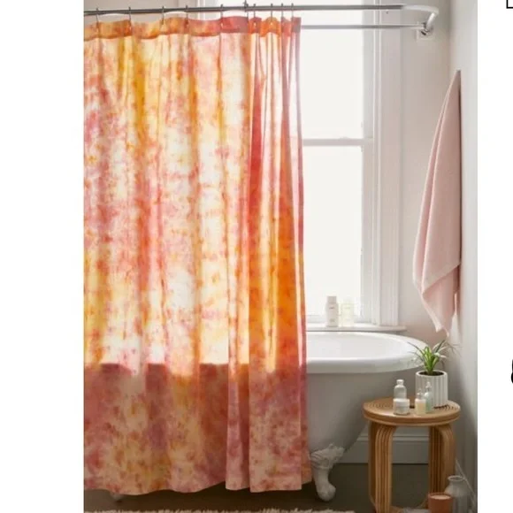 UO-Meiko Tie-Dye Shower Curtain- Color: Medium Orange