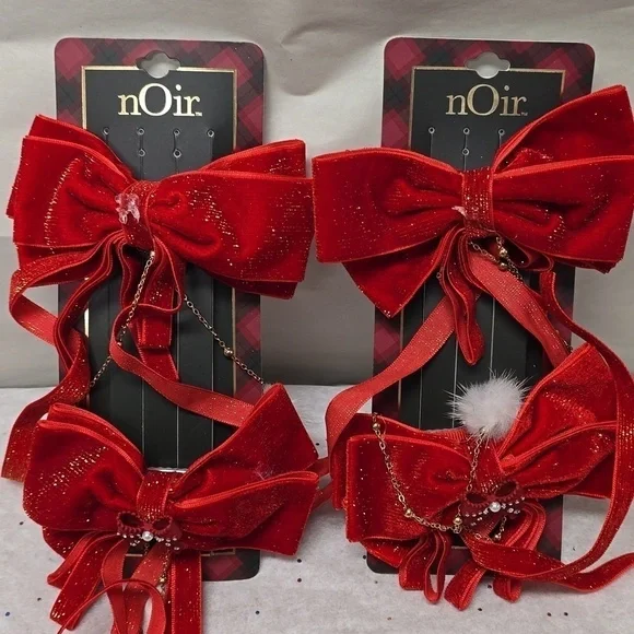 NWT Noir Hair Bows Accessories for CHRISTMAS in Red