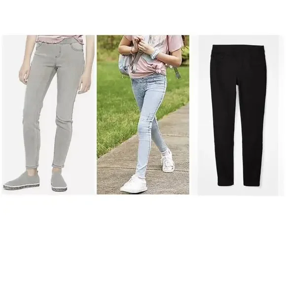Lot Of 3 Justice Stretchy Girls' Pull On Jean Leggings Jeggings Pants Size 10