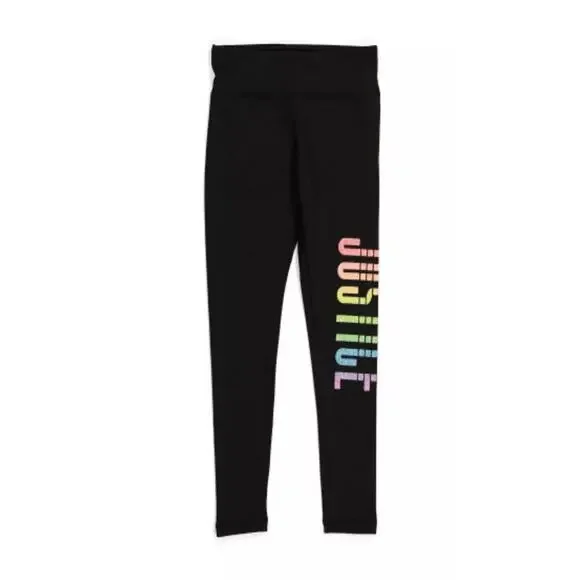 Justice Black Rainbow Sparkle Glitter High Waist Full Length Leggings Size 12