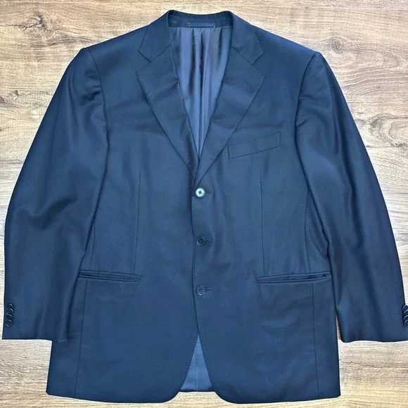 Ermenegildo Zegna Mens US 42 Black Wool 3 Button Blazer Professional Lux Office
