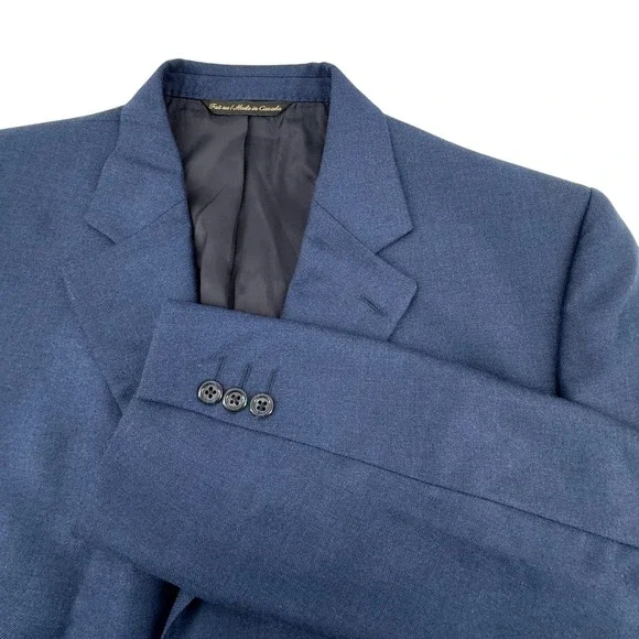 Valenza Cashmere Blazer Mens 44L Blue Made in‎ Canada Sport Coat Classic Lux