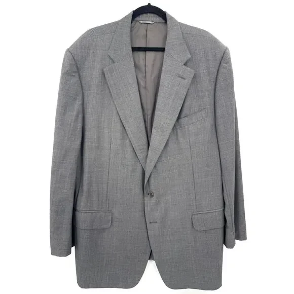 ERMENEGILDO ZEGNA Gray Wool Long 2 Button Blazer Jacket Size 48L (58L EUR)