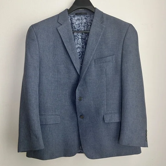 Chaps Mens Blue Textured Blazer Sport Coat Paisley Lined Size‎ 50R