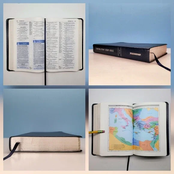 Holy Bible NIV Bonded Leather Navy Blue Zondervan Turning Point Study Bible‎
