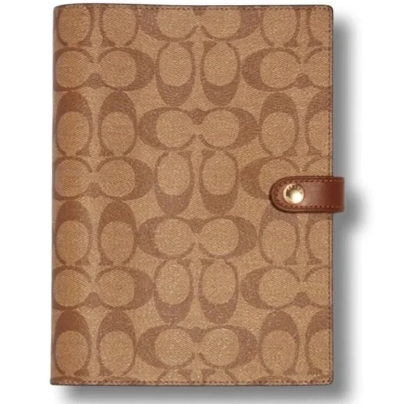 Coach Signature Canvas Leather Notebook Refillable
