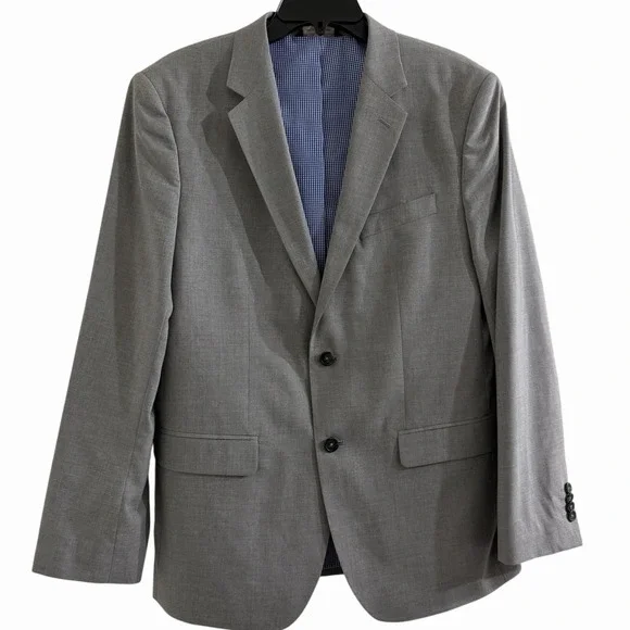 Banana Republic Tailored Fit Blazer 42R Gray‎ Sport Coat Gingham Lined