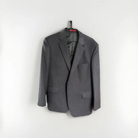 Renoir Mens Suit Jacket Sport Coat Blazer Sz 44 x 38 Charcoal Gray 2 Button H1