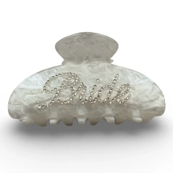 Bride Pearl White Hair Clip claw clip bridal wedding accessories
