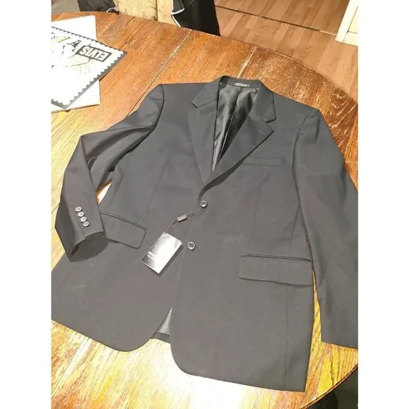 New 42R Vittorio St Angelo Black Dual Vent Suit Sports Coat Jacket Blazer NWT