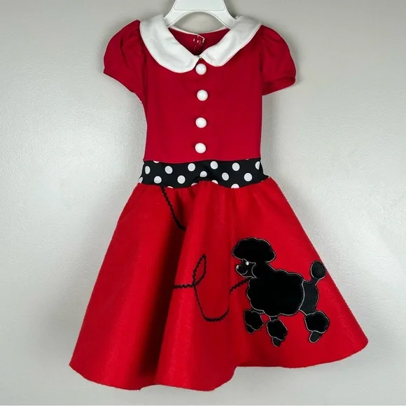 Halloween Costume Girls XS Cosplay 50s Poodle Skirt Sock‎ Hop Spirit Week Dress