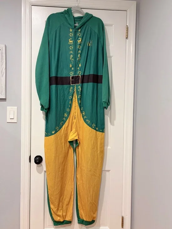 Elf Hooded One Piece Pajama Costume Adult XXL