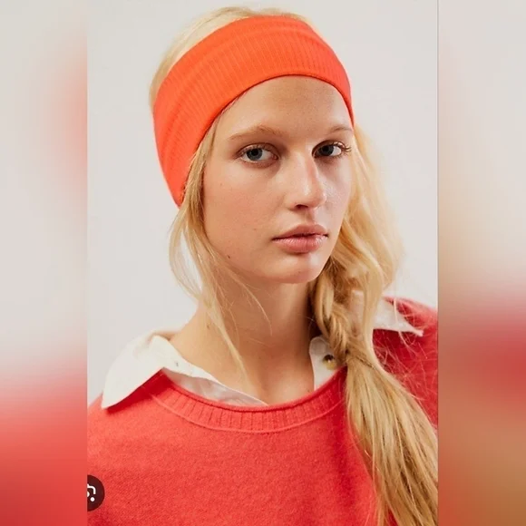 NWT Free People Super Wide Soft Headband Neon Orange