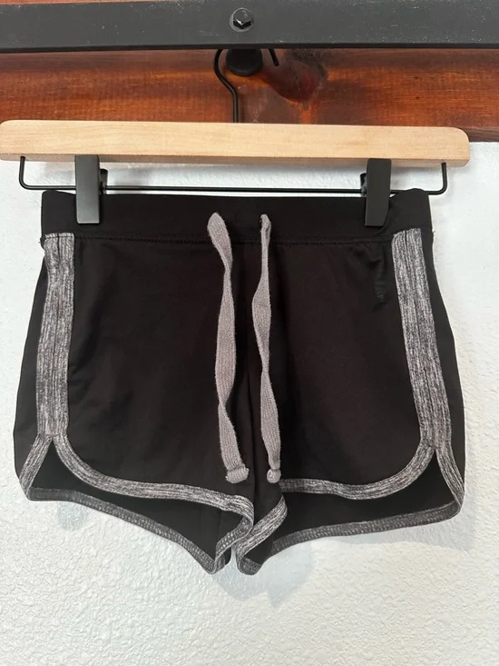 Justice Black Athletic Shorts with Gray Heather Trim Girl’s Size 6/7