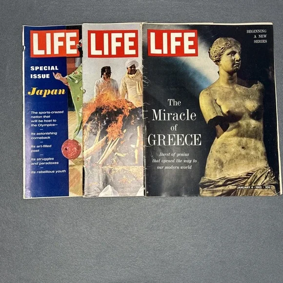 Vintage LIFE Magazine Lot 1963-64 Ads Ephemera Fashion‎ History for Journals