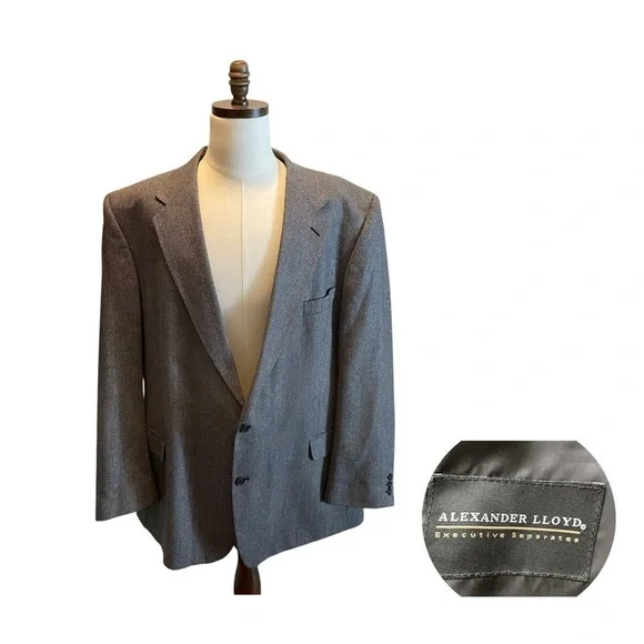 Alexander Lloyd Tweed Suit Blazer Jacket Sport Coat Gray Size 52L Executive