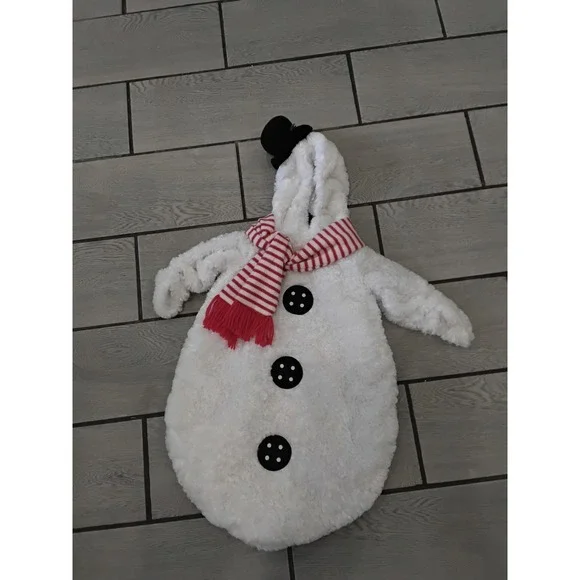 Miniwear Baby Snowman Costume Plush Faux Fur Hooded 0-9 Months White Red