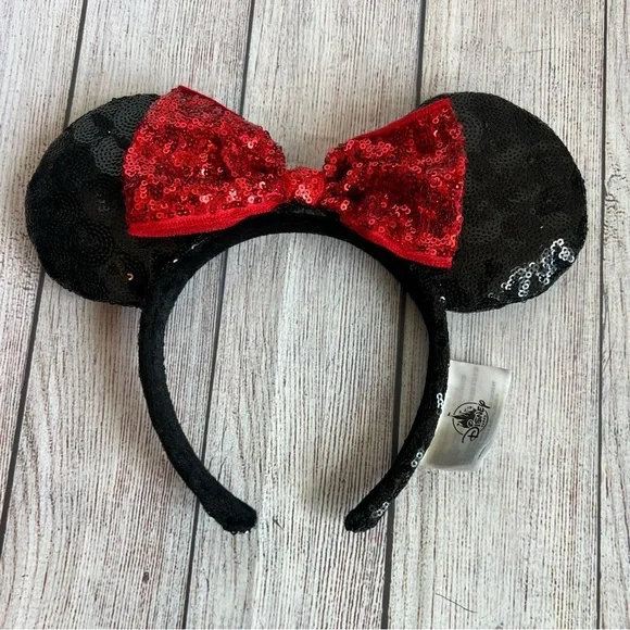 DISNEY PARKS Minnie Mouse Sequin Ears Headband