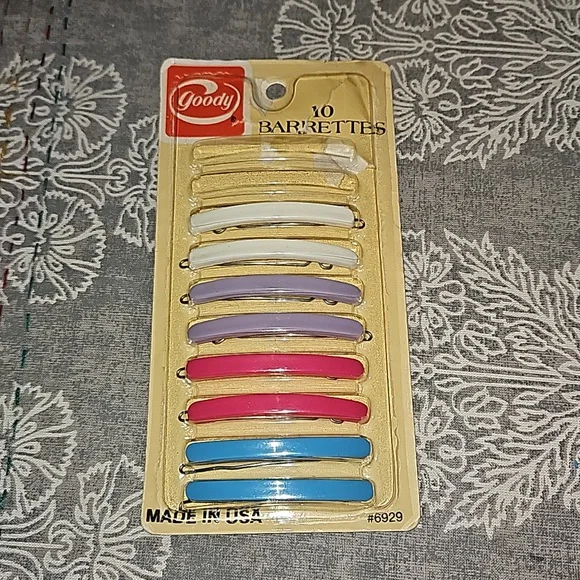 Vintage | 1982 Goody Brand Blue, Pink, Purple & White Barrettes
