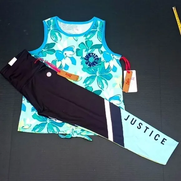 Girls Justice Tank Top Shirt & Pants 2pc Outfit Size L