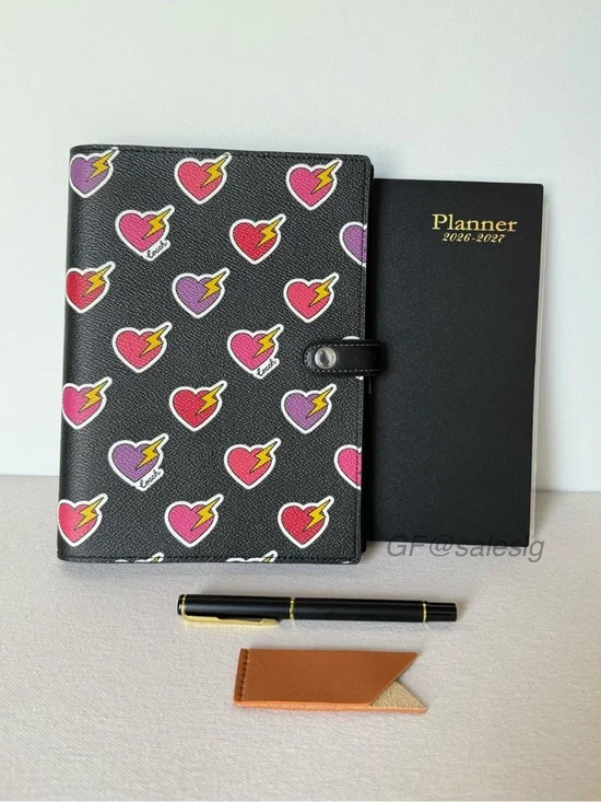 NWT Coach Heart Bolt Print Notebook w/ Insert & Planner CW543