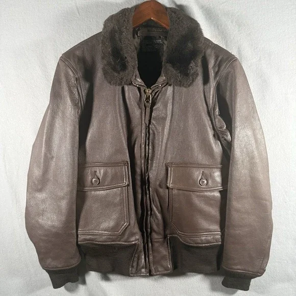 Vintage 1971 Vietnam Era G1 Flight Jacket Brill Bros Brown Leather Bomber Men 42
