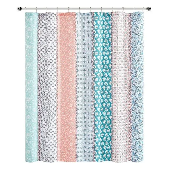 Pioneer Woman Ditsy Patchwork Shower Curtain Fabric Vintage Quilt Style Bath NEW