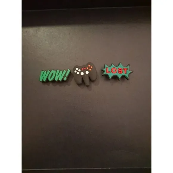 Lot Of 3 Video Gamers Themed Croc Charm‎ Jibz Wow, Lost, Game Controller