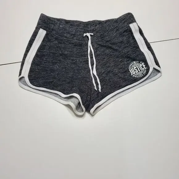 Justice Active‎ Shorts Girls 12 Heathered Black Athletic Comfort Stretch Pull On