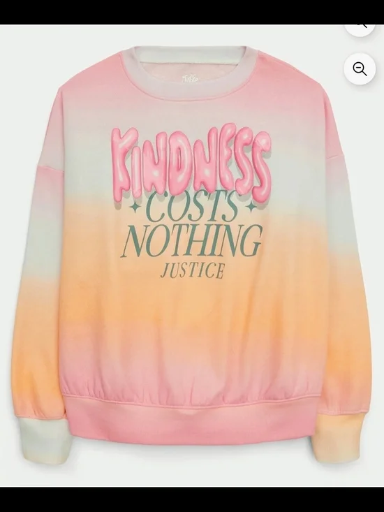 Justice Girls Ombre Fleece Crewneck Pullover Sweatshirt Kindness 12/14 L