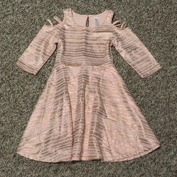 Girls size 8‎ Justice Shimmering Pink Striped Dress, fantasy, princess, dress up