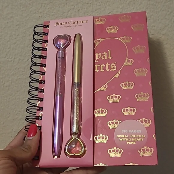 Juicy Couture Pink and Gold Spiral Notebook with Pen Set