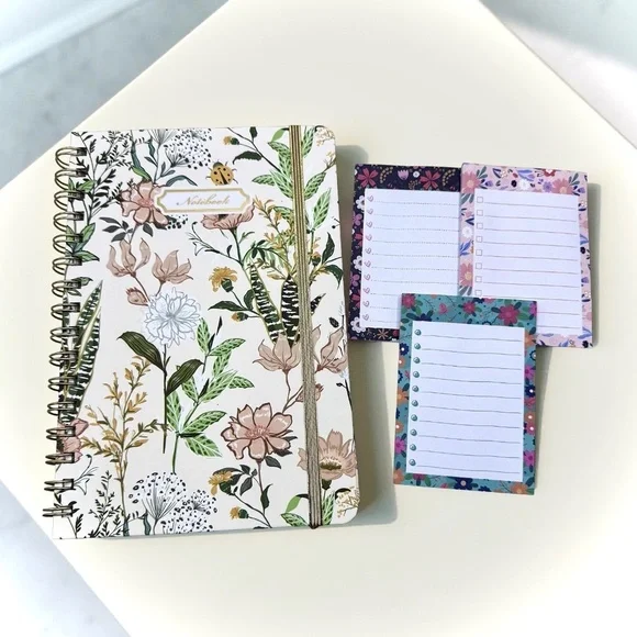 Floral Spiral Notebook and Notepad Set