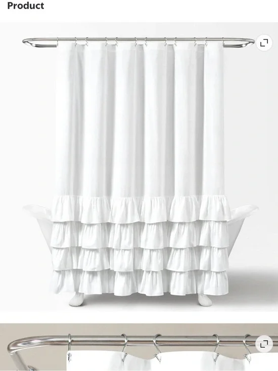 White Ruffled Shower Curtain