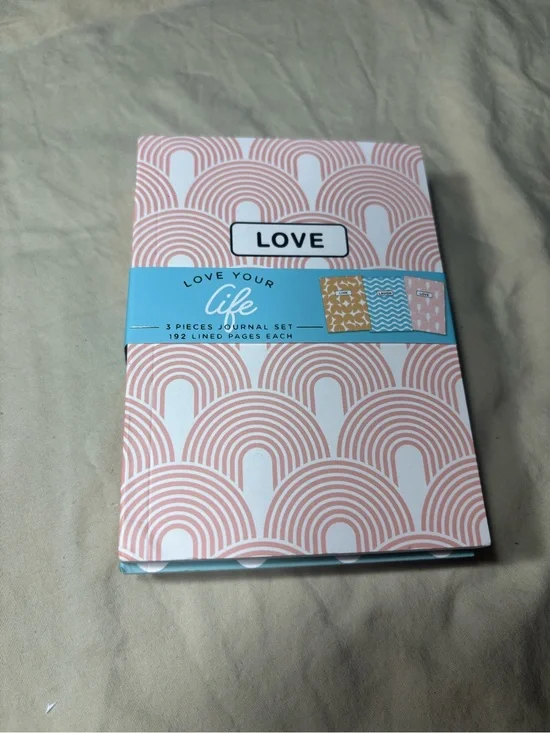 New LOVE YOUR LIFE Pink & White Patterned Journal Set of 3 LIVE LAUGH LOVE